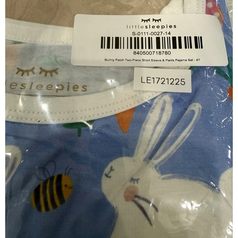 Little Sleepies Bunny Patch Two Piece Pajama Set Size 4T NWT